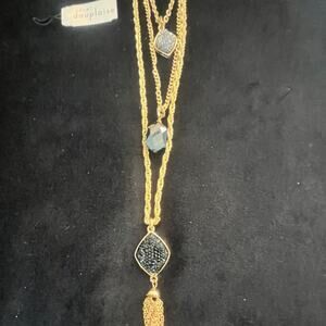 CarolCarol Duplaise 3 Tier Goldtone Necklace  & Stone Accents NWT